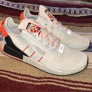 Adidas NMD R1 V2 White with Red and Black Details